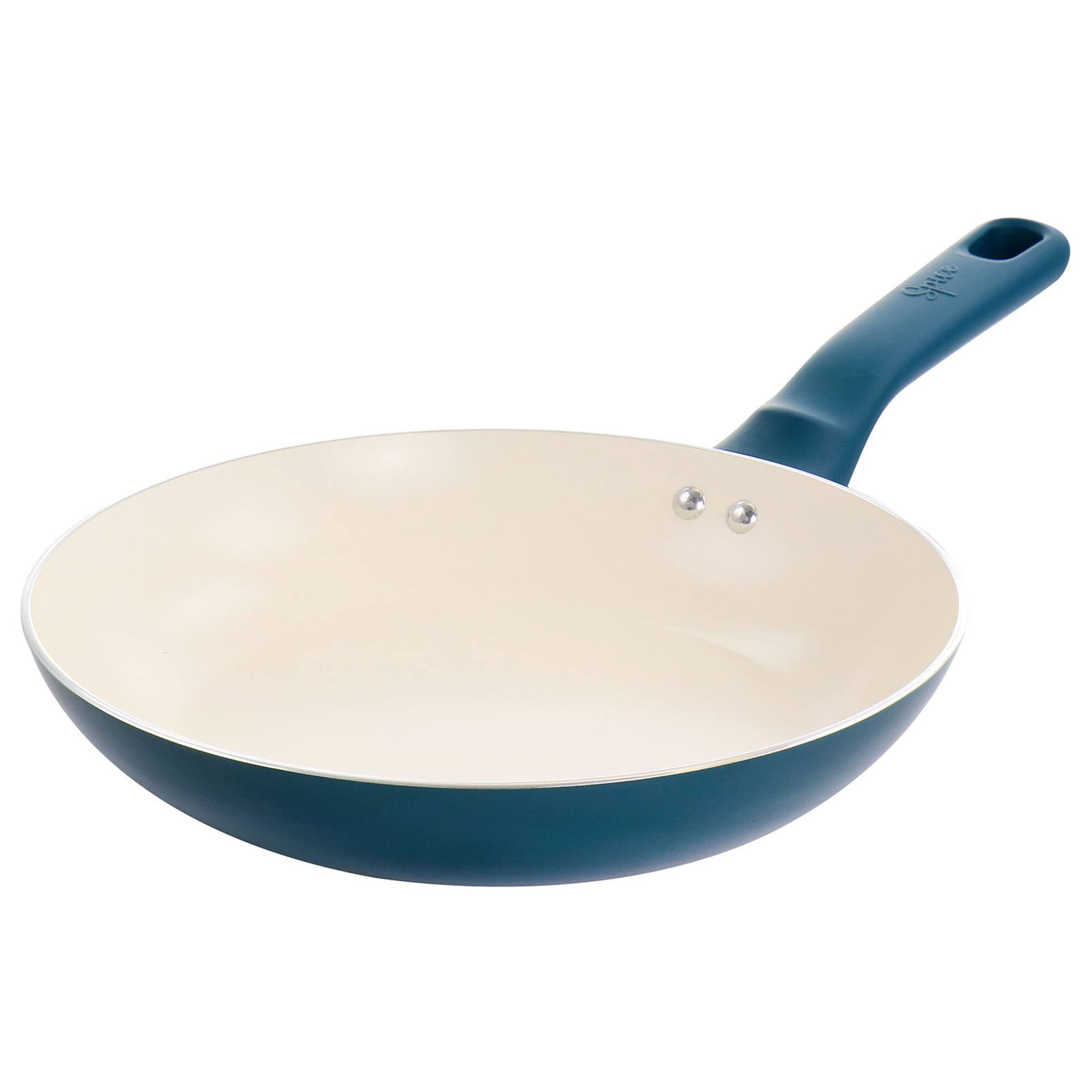 Spice by Tia Mowry Savory Saffron Teal 7 Piece Ceramic Nonstick Aluminum Cookware Set with Nylon Utensils